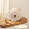 Beige bear-patterned children's fisherman's hat, breathable and sun-protective baby sun visor details Picture